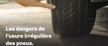 Zoom sur un pneu présentant une usure irrégulière